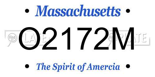O2172M Massachusetts License Plate