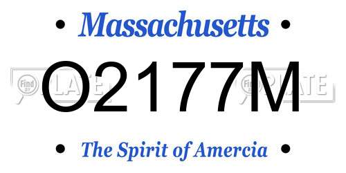 O2177M Massachusetts License Plate
