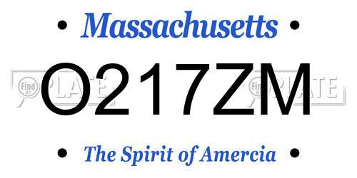 O217ZM Massachusetts License Plate