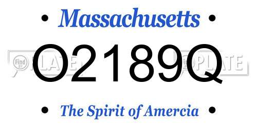 O2189Q Massachusetts License Plate