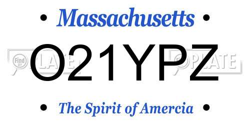 O21YPZ Massachusetts License Plate