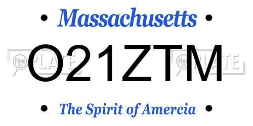 O21ZTM Massachusetts License Plate