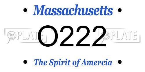 O222 Massachusetts License Plate