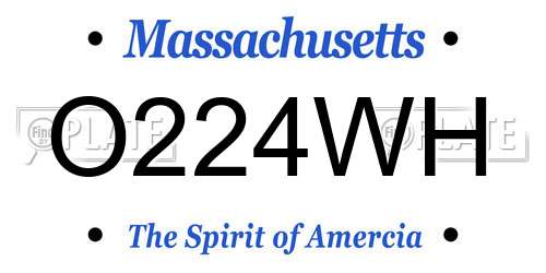 O224WH Massachusetts License Plate