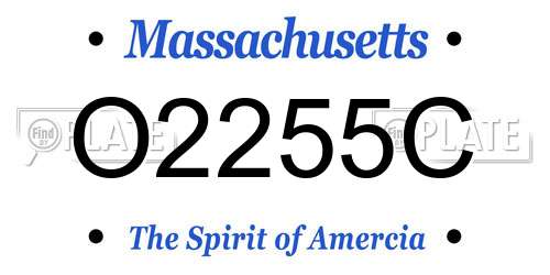 O2255C Massachusetts License Plate
