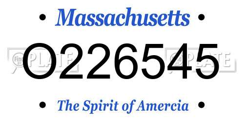 O226545 Massachusetts License Plate