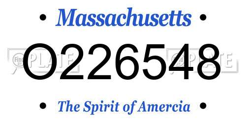 O226548 Massachusetts License Plate