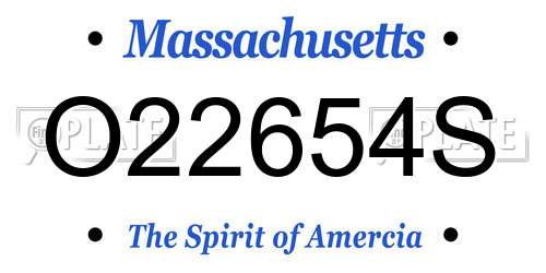 O22654S Massachusetts License Plate
