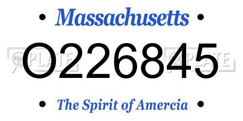 O226845 Massachusetts License Plate