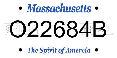 O22684B Massachusetts License Plate