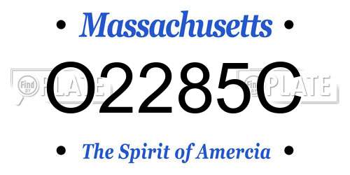O2285C Massachusetts License Plate