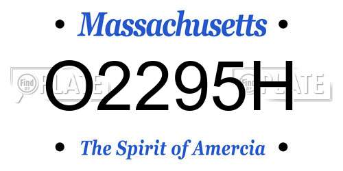 O2295H Massachusetts License Plate