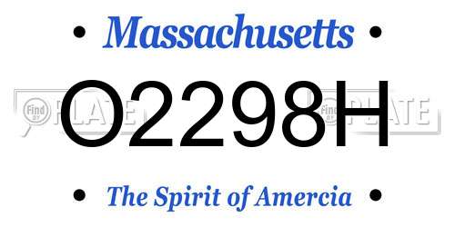 O2298H Massachusetts License Plate