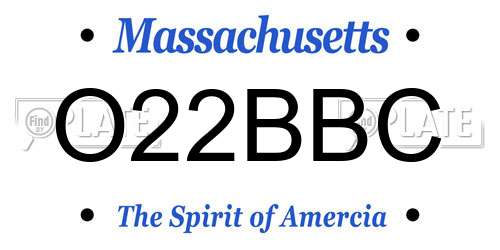 O22BBC Massachusetts License Plate