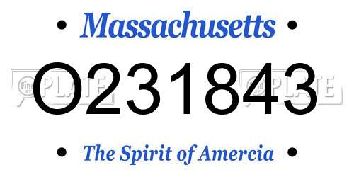 O231843 Massachusetts License Plate