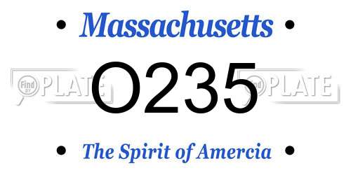 O235 Massachusetts License Plate