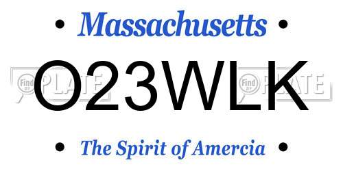 O23WLK Massachusetts License Plate