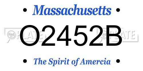 O2452B Massachusetts License Plate