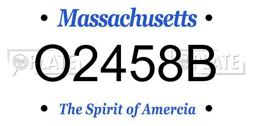O2458B Massachusetts License Plate