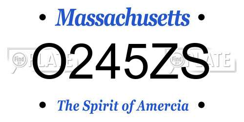 O245ZS Massachusetts License Plate