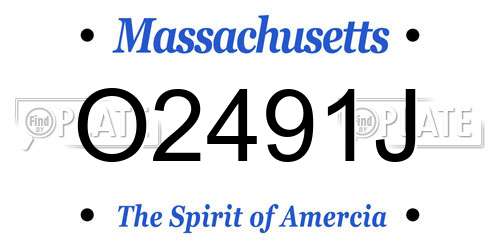O2491J Massachusetts License Plate