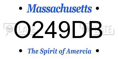 O249DB Massachusetts License Plate