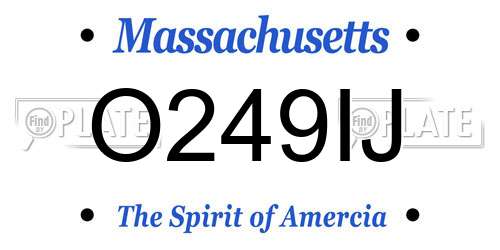 O249IJ Massachusetts License Plate