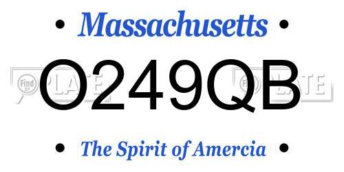 O249QB Massachusetts License Plate