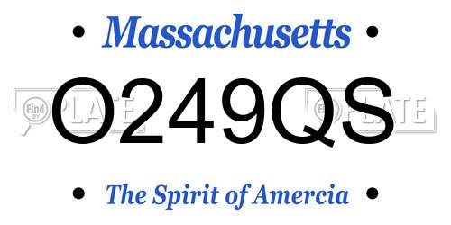 O249QS Massachusetts License Plate