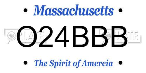 O24BBB Massachusetts License Plate