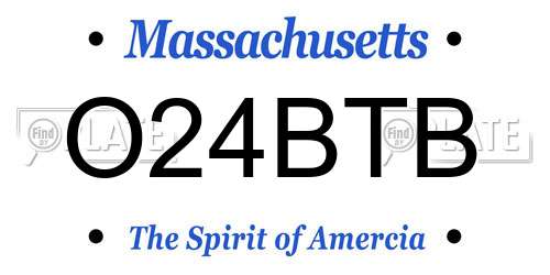 O24BTB Massachusetts License Plate