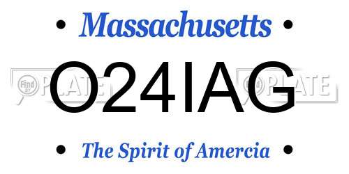 O24IAG Massachusetts License Plate