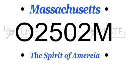 O2502M Massachusetts License Plate