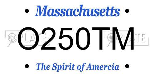 O250TM Massachusetts License Plate