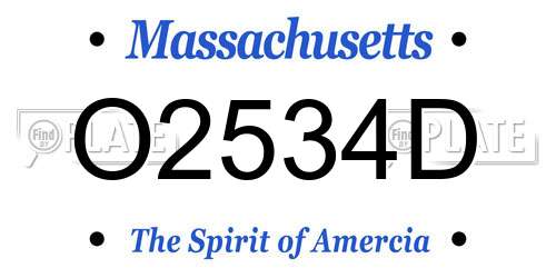 O2534D Massachusetts License Plate