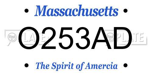 O253AD Massachusetts License Plate