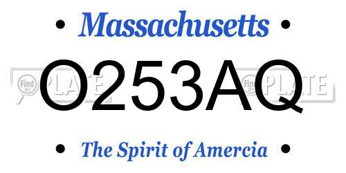 O253AQ Massachusetts License Plate