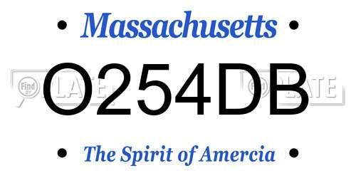 O254DB Massachusetts License Plate