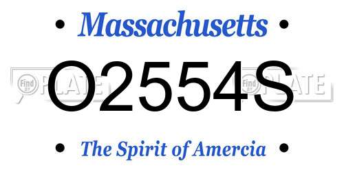 O2554S Massachusetts License Plate