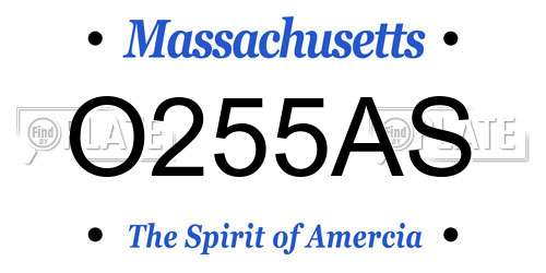 O255AS Massachusetts License Plate