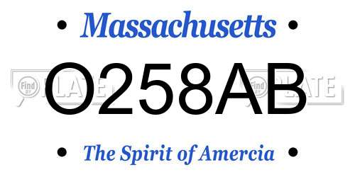 O258AB Massachusetts License Plate