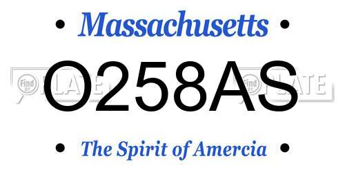 O258AS Massachusetts License Plate