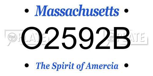 O2592B Massachusetts License Plate