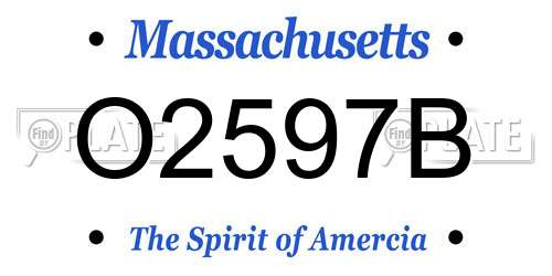 O2597B Massachusetts License Plate