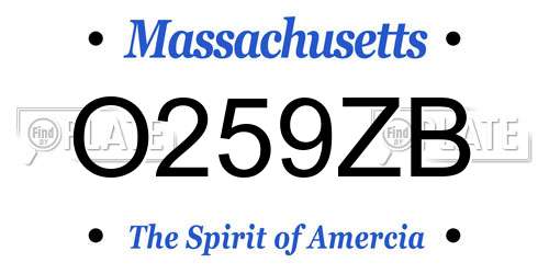 O259ZB Massachusetts License Plate