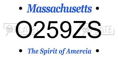 O259ZS Massachusetts License Plate