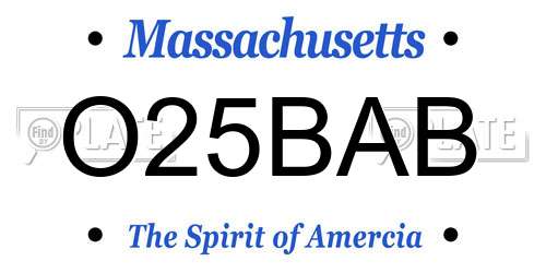 O25BAB Massachusetts License Plate