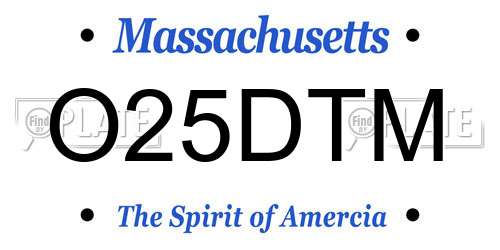 O25DTM Massachusetts License Plate