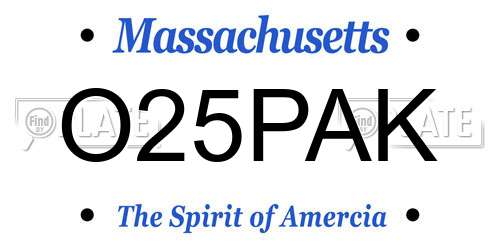 O25PAK Massachusetts License Plate