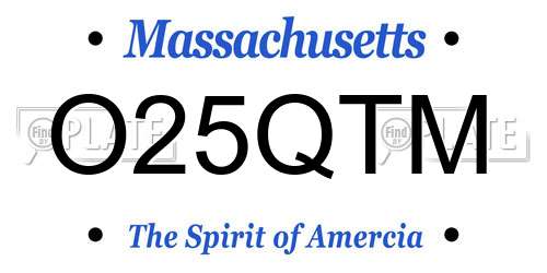 O25QTM Massachusetts License Plate